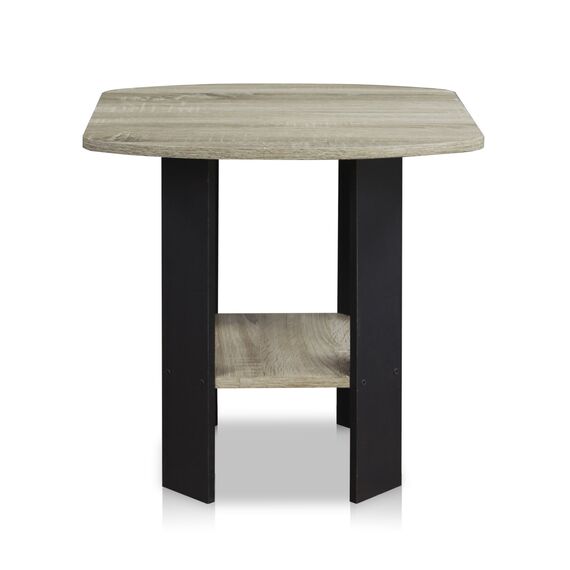 Furinno Simple Design Beistelltisch, holz, Französische Eiche Grau/Schwarz, 50.8 x 50.8 x 49.78 cm