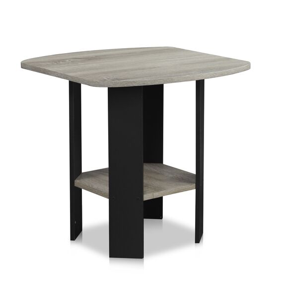 Furinno Simple Design Beistelltisch, holz, Französische Eiche Grau/Schwarz, 50.8 x 50.8 x 49.78 cm