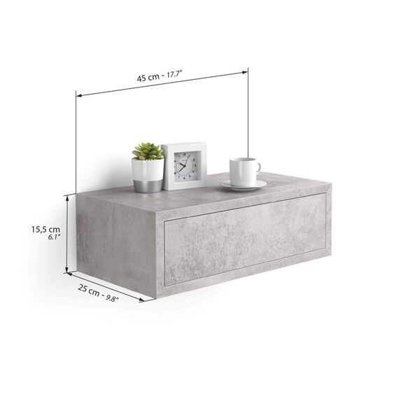 MOBILI FIVER, Riccardo Nachttisch, Grauer Beton, Made In Italy
