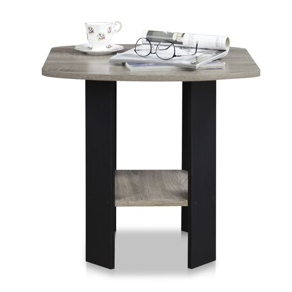 Furinno Simple Design Beistelltisch, holz, Französische Eiche Grau/Schwarz, 50.8 x 50.8 x 49.78 cm