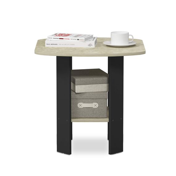 Furinno Simple Design Beistelltisch, Holz, Creme Kunstmarmor/Schwarz, 50.8 x 50.8 x 49.78 cm