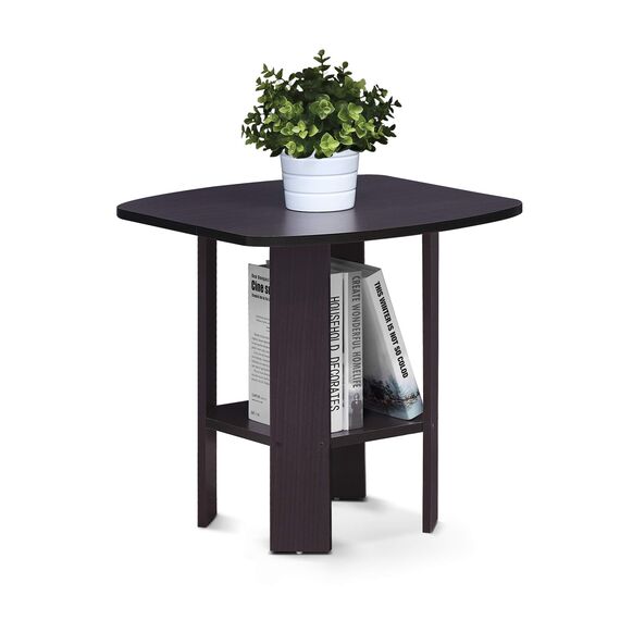 Furinno Simple Design Beistelltisch, holz, Dunkle Walnuss, 50.8 x 50.8 x 49.78 cm