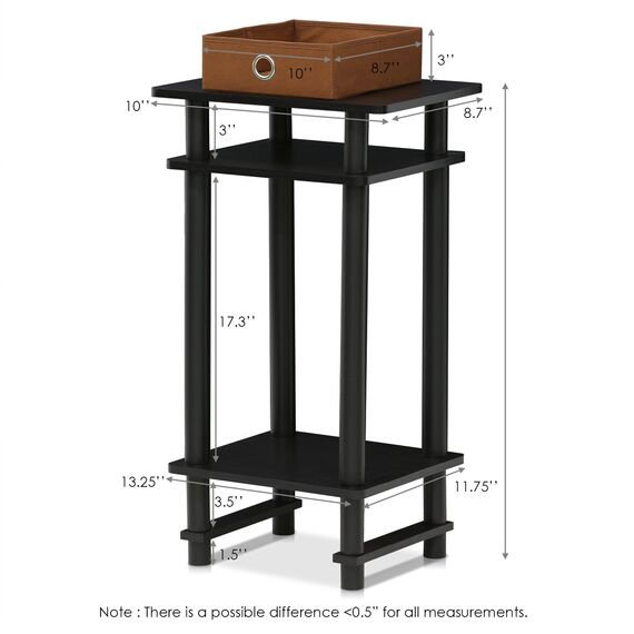 Furinno Hoher Beistelltisch mit Schublade (2er Set), Holz, Espresso/Braun, 29.49 x 39.5 x 70.41 cm