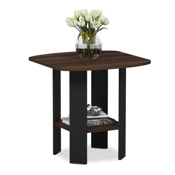 Furinno Simple Design Beistelltisch, Holz, Columbia Walnut/Schwarz, 50.8 x 50.8 x 49.78 cm