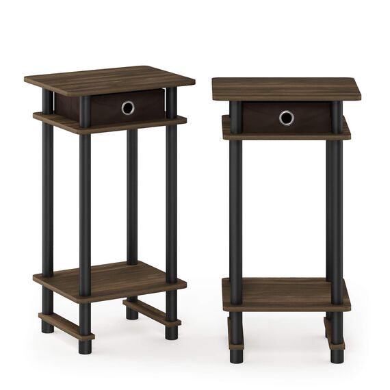 Furinno Hoher Beistelltisch mit Einschüben, Holz, Columbia Walnuss/Schwarz/Dunkelbraun, 29.49 x 39.5 x 70.41 cm