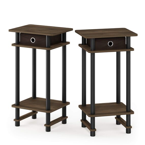 Furinno Hoher Beistelltisch mit Einschüben, Holz, Columbia Walnuss/Schwarz/Dunkelbraun, 29.49 x 39.5 x 70.41 cm