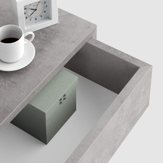 MOBILI FIVER, Riccardo Nachttisch, Grauer Beton, Made In Italy