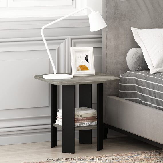 Furinno Simple Design Beistelltisch, holz, Französische Eiche grau, 50.8 x 50.8 x 49.78 cm