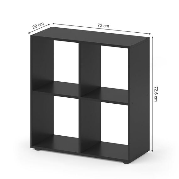 Vicco Raumteiler Tetra, Schwarz, 72.6 x 72 cm, zur Aufbewahrung und Präsentation von Büchern oder Dekoboxen