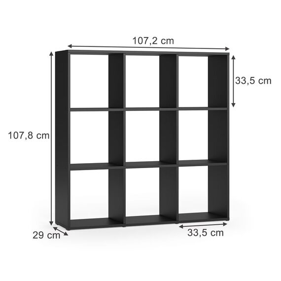 Vicco Raumteiler Nove, Schwarz, 104 x 108 cm, zur flexiblen Raumaufteilung und Aufbewahrung nutzbar
