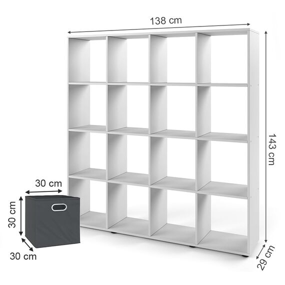 Vicco Raumteiler Karree, Weiß, 138.5 x 142.5 cm mit 4 Faltboxen, zur flexiblen Raumaufteilung und übersichtlichen Aufbewahrung