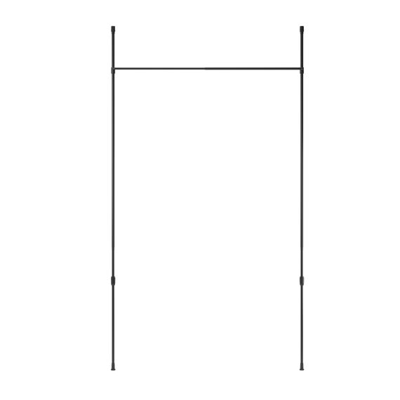 Umbra Anywhere Rod Ausziehbare Vorhangstange und Raumteiler, mobile Teleskop- und Klemmvorhangstange, Montage ohne Bohren und Schrauben, D25mm, 91-168 cm, Matt Schwarz