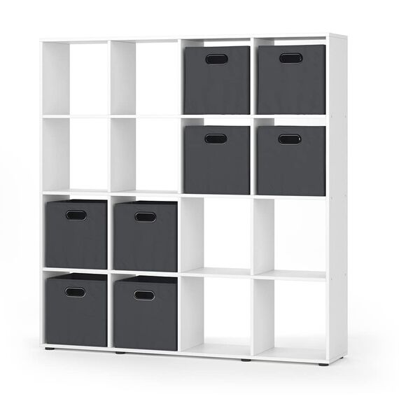 Vicco Raumteiler Karree, Weiß, 138.5 x 142.5 cm mit 4 Faltboxen, zur flexiblen Raumaufteilung und übersichtlichen Aufbewahrung