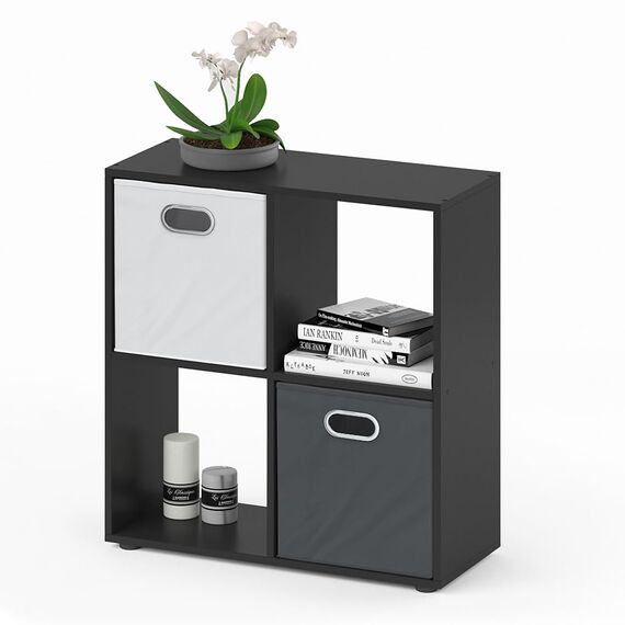 Vicco Raumteiler Tetra, Schwarz, 72.6 x 72 cm, zur Aufbewahrung und Präsentation von Büchern oder Dekoboxen