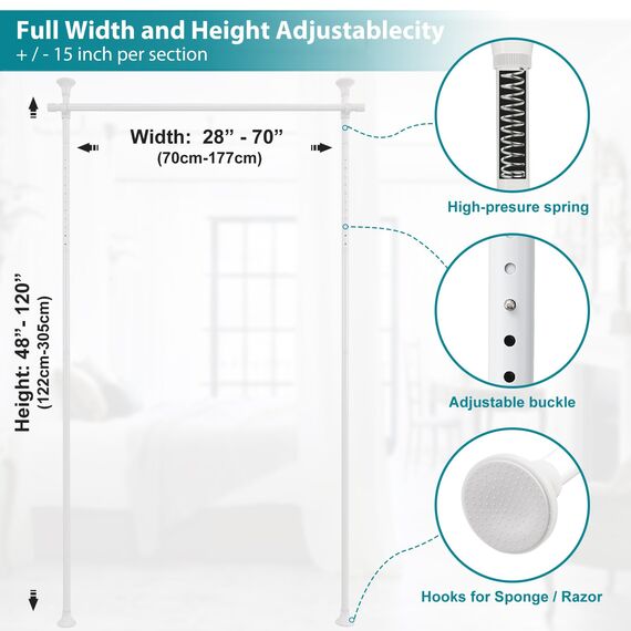 Raumteiler Hängend Paraventgestell Gardinenstange, Flexibel Verstellbarer Paravent ohne Vorhang, Raumtrenner,Sichtschutz für Balkon Wohnzimmer oder Schlafzimmer, B 178 cm x H 317 cm