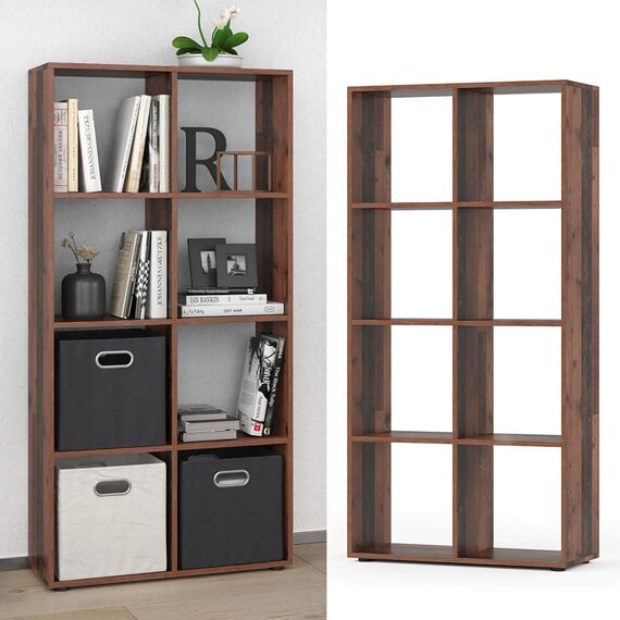 Vicco Raumteiler Scutum, Antikholz, 143 x 72 cm, zur Nutzung als Raumteiler oder offenes Bücherregal