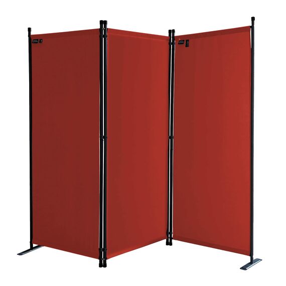 QUICK STAR Paravent 3 Teilig 170 x 165 cm Rotorange - Garten & Balkon Sichtschutz Stellwand Innen & Außen - Raumteiler Trennwand Faltbar Blickdicht & Wetterfest