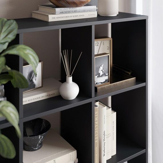 Vicco Raumteiler Nove, Schwarz, 104 x 108 cm, zur flexiblen Raumaufteilung und Aufbewahrung nutzbar