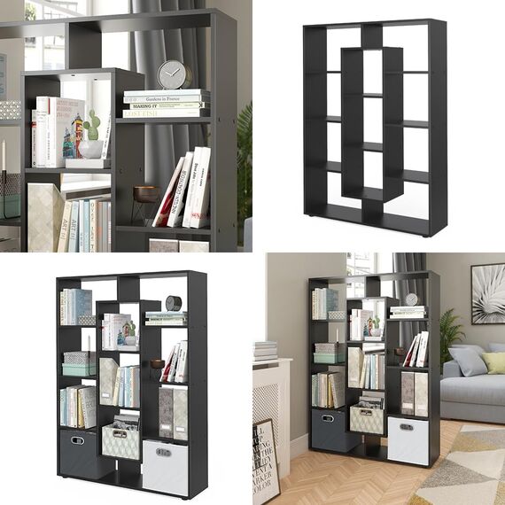 Vicco Raumteiler, Schwarz, 107.2 x 143 cm, zur Raumtrennung und flexiblen Aufbewahrung einsetzbar