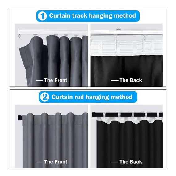 MaKefeile Raumteiler Vorhänge Total Blackout Sichtschutz Vorhang Panel Raum Wärmeisoliert Geräuschreduzierung Vorhang für Schlafzimmer Fenster Wohnzimmer Deckenschiene Vorhang B 10ft × H 8ft