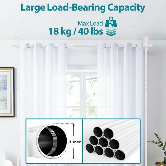 Raumteiler Hängend Paraventgestell Gardinenstange, Flexibel Verstellbarer Paravent ohne Vorhang, Raumtrenner,Sichtschutz für Balkon Wohnzimmer oder Schlafzimmer, B 178 cm x H 317 cm