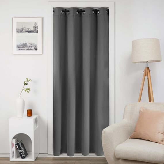 Deconovo Thermovorhang Kälteschutz, Gardinen mit Ösen gegen Kälte, Wärmeisolierend Vorhang Verdunkelung Wohnzimmer, 240x140cm(HöhexBreite), Dunkelgrau, 1 Stück