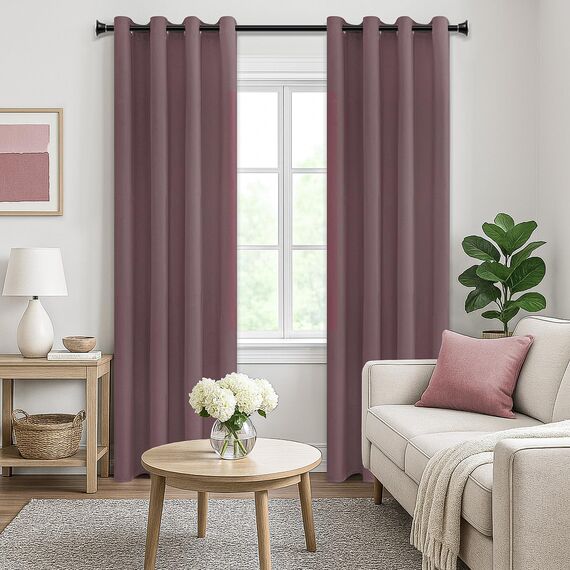 MRTREES Vorhang Blickdicht Gardinen Thermovorhang mit Ösen Verdunklungsvorhang Ösenschal Vorhänge Kurz Modern 137×117cm(H×B) Altrosa 2er Set für Hotels Büros Wohnzimmer Schlafzimmer Kinderzimmer