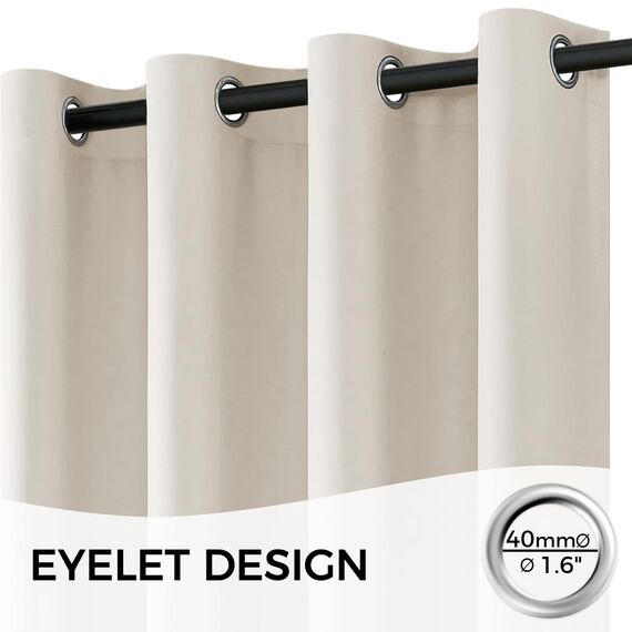 MRTREES Beige Verdunkelungsvorhang für Schlafzimmer, Thermovorhang mit Ösen, für Schlafzimmer und Wohnzimmer, 1 Panel 140x210 cm, Hellbeige