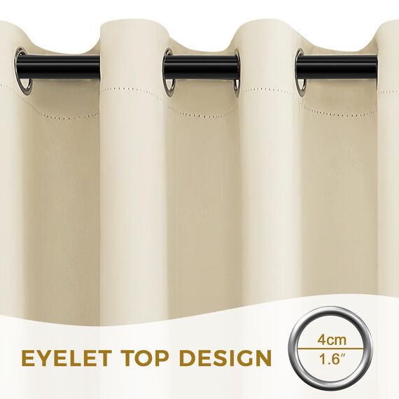 MRTREES Thermovorhang Kälteschutz Vorhang Blickdicht mit Ösen 2er Set, 210 cm Lang, 140 cm Breit, Gardinen Verdunkelnd Vorhänge Beige für Tür Wohnzimmer Schlafzimmer, Blackout Curtains