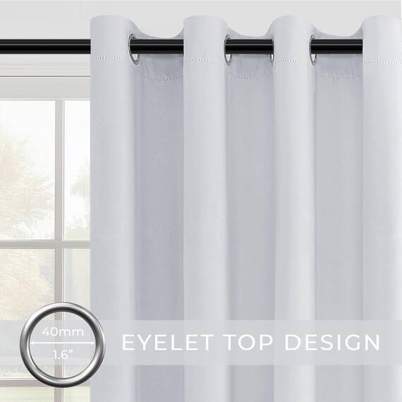 MRTREES Vorhang Blickdicht Weiß-grau mit Ösen 2er Set, 220 cm Lang, 140 cm Breit, Blickdichte Vorhänge Thermovorhänge Gegen Kälte Gardinen Wohnzimmer Schlafzimmer Blackout Curtain