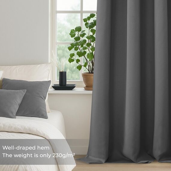 MRTREES Vorhang Blickdicht Gardinen Thermovorhang mit Ösen Verdunklungsvorhang Ösenschal Vorhänge Kurz Modern 160×140cm(H×B) Dunkelgrau 2er Set für Wohnzimmer Schlafzimmer Kinderzimmer