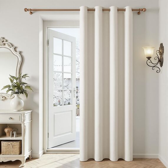 MRTREES Beige Verdunkelungsvorhang mit Ösen, 213,3 cm Länge, Thermo-Türvorhang für Schlafzimmer und Wohnzimmer, 1 Paneel 132 x 214 cm, Hellbeige