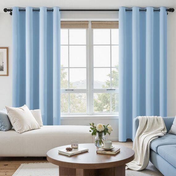 MRTREES Verdunkelungsvorhänge für Schlafzimmer, Wohnzimmer, Terrassentür, 1 Bahn, Blau, 132 x 214 cm