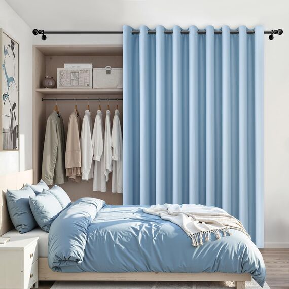 MRTREES Verdunkelungsvorhänge für Schlafzimmer, Wohnzimmer, Terrassentür, 1 Bahn, Blau, 132 x 214 cm