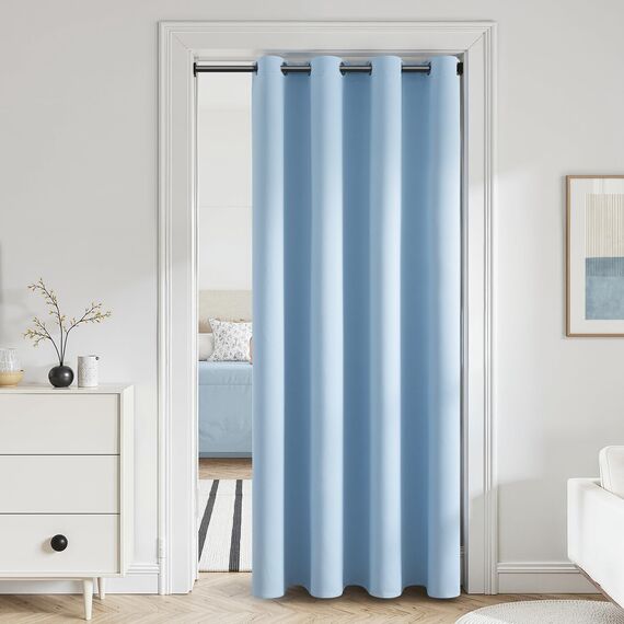 MRTREES Verdunkelungsvorhänge für Schlafzimmer, Wohnzimmer, Terrassentür, 1 Bahn, Blau, 132 x 214 cm