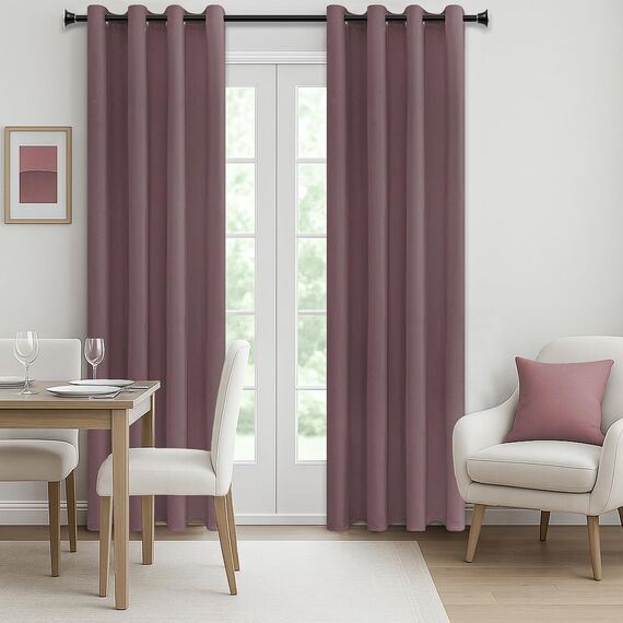 MRTREES Vorhang Blickdicht Gardinen Thermovorhang mit Ösen Verdunklungsvorhang Ösenschal Vorhänge Kurz Modern 167×117cm(H×B) Altrosa 2er Set für Hotels Büros Wohnzimmer Schlafzimmer Kinderzimmer