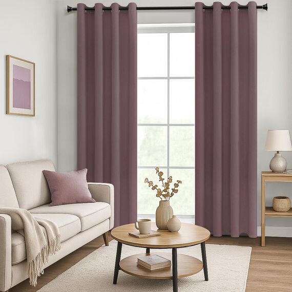 MRTREES Vorhang Blickdicht Gardinen Thermovorhang mit Ösen Verdunklungsvorhang Ösenschal Vorhänge Kurz Modern 167×117cm(H×B) Altrosa 2er Set für Hotels Büros Wohnzimmer Schlafzimmer Kinderzimmer