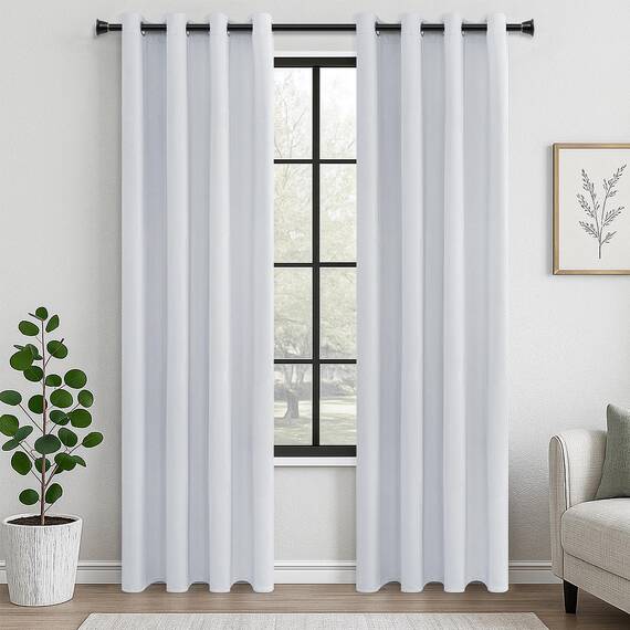 MRTREES Vorhang Blickdicht Weiß-grau mit Ösen 2er Set, 220 cm Lang, 140 cm Breit, Blickdichte Vorhänge Thermovorhänge Gegen Kälte Gardinen Wohnzimmer Schlafzimmer Blackout Curtain