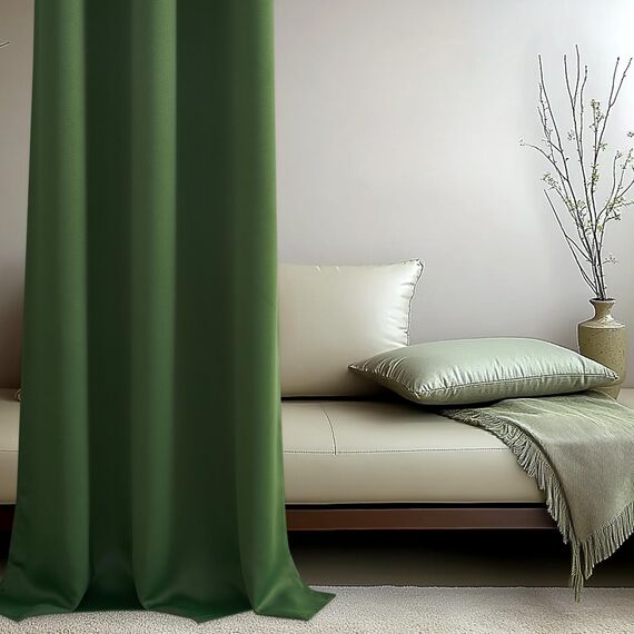 MRTREES Verdunkelungsvorhänge für Schlafzimmer, 2 Paneele, olivgrün, Thermovorhang für Wohnzimmer und Schlafzimmer, weiche Textur, Fensterbehandlungen