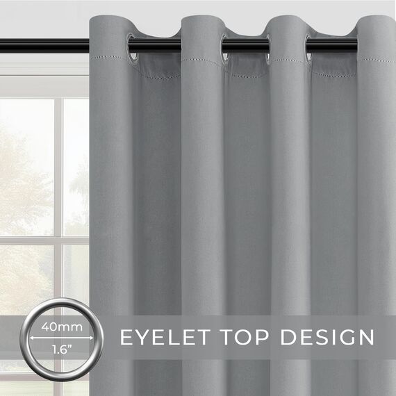 MRTREES Gardinen Blickdicht mit Ösen 2er Set Thermo Gardinen Verdunkelnd, Schallschutz Vorhang Hellgrau 220 cm Lang, 140 cm Breit, Verdunklungsvorhänge für Wohnzimmer Schlafzimmer
