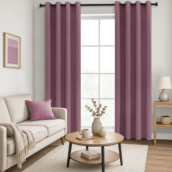 MRTREES Verdunkelungsvorhang Altrosa Thermogardienen Kälteschutz Vorhänge Blickdicht mit Ösen 2er Set, 200 cm Lang, 140 cm Breit, Gardine für Tür Wohnzimmer Schlafzimmer Modern