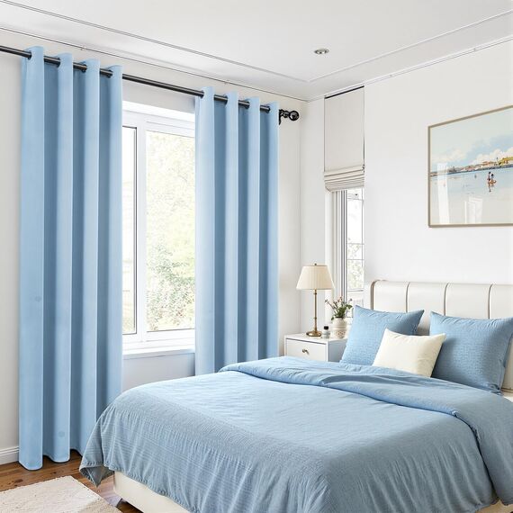 MRTREES Verdunkelungsvorhänge für Schlafzimmer, Wohnzimmer, Terrassentür, 1 Bahn, Blau, 132 x 214 cm
