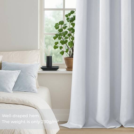 MRTREES Vorhang Blickdicht Gardinen Thermovorhang mit Ösen Verdunklungsvorhang Ösenschal Vorhänge Kurz Modern 240×140cm(H×B) Weißgrau 2er Set für Hotels Büros Wohnzimmer Schlafzimmer Kinderzimmer