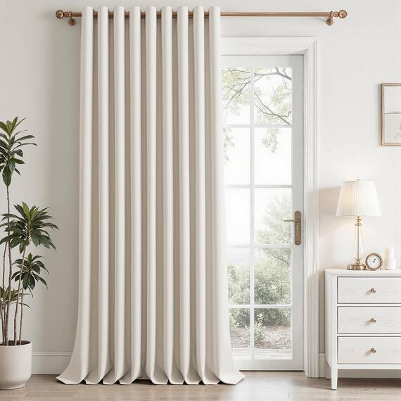 MRTREES Beige Verdunkelungsvorhang Thermovorhang für Wohnzimmer Einzeltür Thermovorhang mit Ösen für Schlafzimmer 1 Bahne 300x240cm 118x95 Zoll Hellbeige