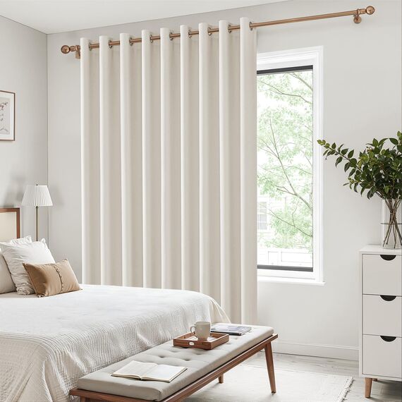 MRTREES Beige Verdunkelungsvorhang Ösen 90x90 Single Thermo Türvorhang für Schlafzimmer und Wohnzimmer 1 Bahne 228x228cm 90x90 Zoll Hellbeige