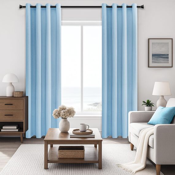 MRTREES Blaue Verdunkelungsvorhänge, extra breit, 228 cm Fallhöhe, Thermo-Verdunkelungsvorhänge mit Ösen für Tür, Schlafzimmer, Wohnzimmer, 2 Paneele 228 x 228 cm, Himmelblau