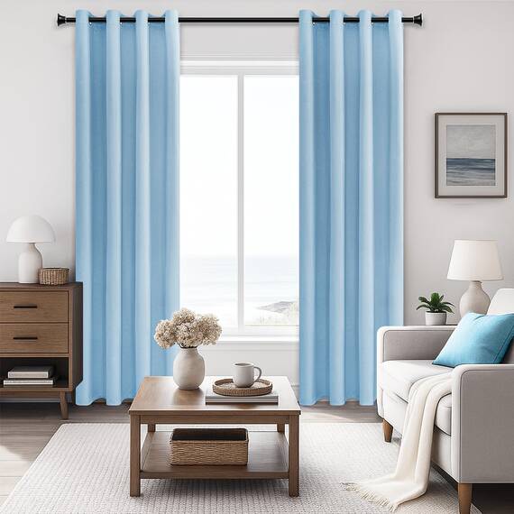 MRTREES Vorhang Blickdicht mit Ösen Hellblau Thermovorhang Kälteschutz 2er Set 225 cm Lang, 140 cm Breit, Verdunklungsvorhänge Blickdichte Gardinen für Schlafzimmer Wohnzimmer Kinderzimmer