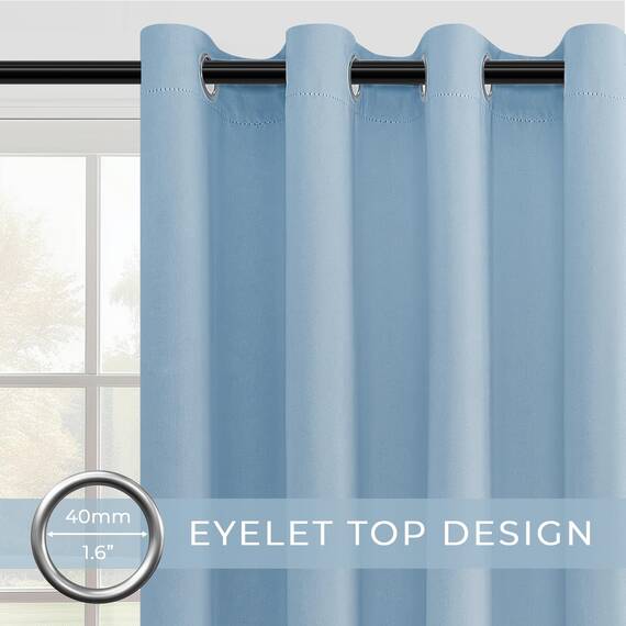 MRTREES Vorhang Blickdicht Gardinen Thermovorhang mit Ösen Verdunklungsvorhang Ösenschal Vorhänge Kurz Modern 228X167cm(H×B) Hellblau 2er Set für Hotels Büros Wohnzimmer Schlafzimmer Kinderzimmer