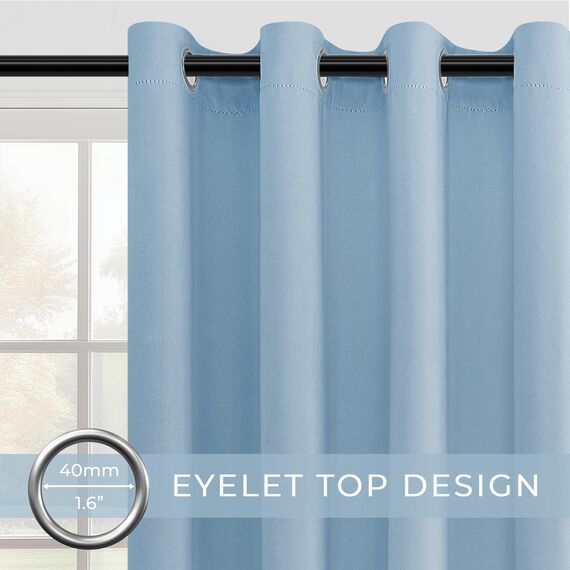 MRTREES Vorhang Blickdicht mit Ösen Hellblau Thermovorhang Kälteschutz 2er Set 245 cm Lang, 140 cm Breit, Verdunklungsvorhänge Blickdichte Gardinen für Schlafzimmer Wohnzimmer Kinderzimmer