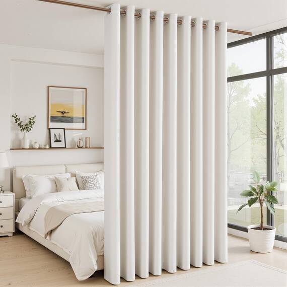 MRTREES Beige Verdunkelungsvorhang Thermovorhang für Wohnzimmer Einzeltür Thermovorhang mit Ösen für Schlafzimmer 1 Bahne 300x240cm 118x95 Zoll Hellbeige